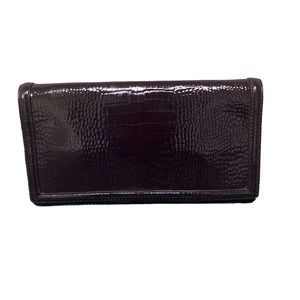 Banana Republic Clutch Purse Bag Leather Purple NEW Croc Embossed